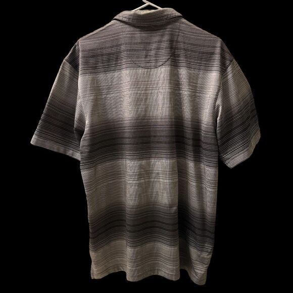 Grand Slam Men Performance Golf Polo Shirt Size Large Gray Black Stripes Causal - Picture 2 of 4